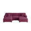 Canapé modulaire rembourré 5 pièces en velours côtelé mauve avec repose-pieds et coussins décoratifs mauves-1351924357-1351924359