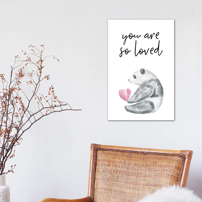 You Are So Loved Panda Watercolour - Wrapped Canvas Print, 30.48 cm H x 45.72 cm W