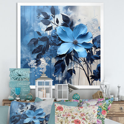 «Blue Minimalisme Art Of Florals» sur impression sur toile
