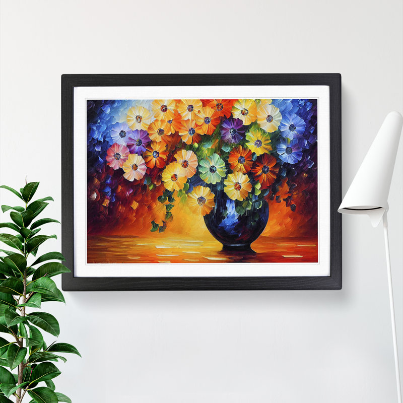 Assorted Flower Bouquet Vol.1 - Single Picture Frame Print, Black, 25cm H x 34cm W