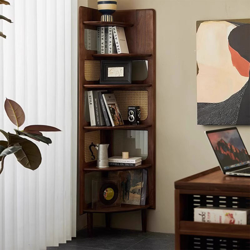Armoire de coin en bois massif brun noisette
