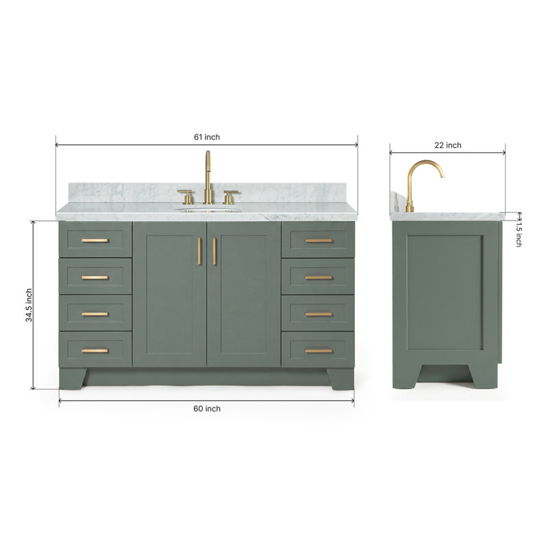 ARIEL TAYLOR 61 IN RECTANGLE SINK VANITY, Oval, Vintage Green