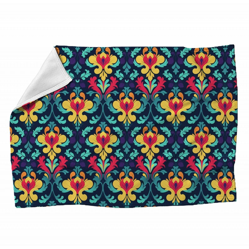 Machine Printed Throw Blanket, Twin, Geometric, Yellow/Navy