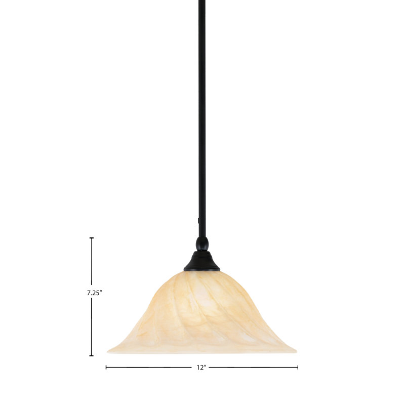 Mini-luminaire suspendu à tige, Noir mat, Crème, crème