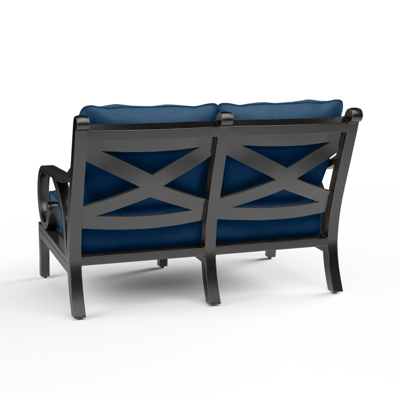 Causeuse d'extérieur en métal avec coussin Monterey, Spectre indigo Sunbrella®