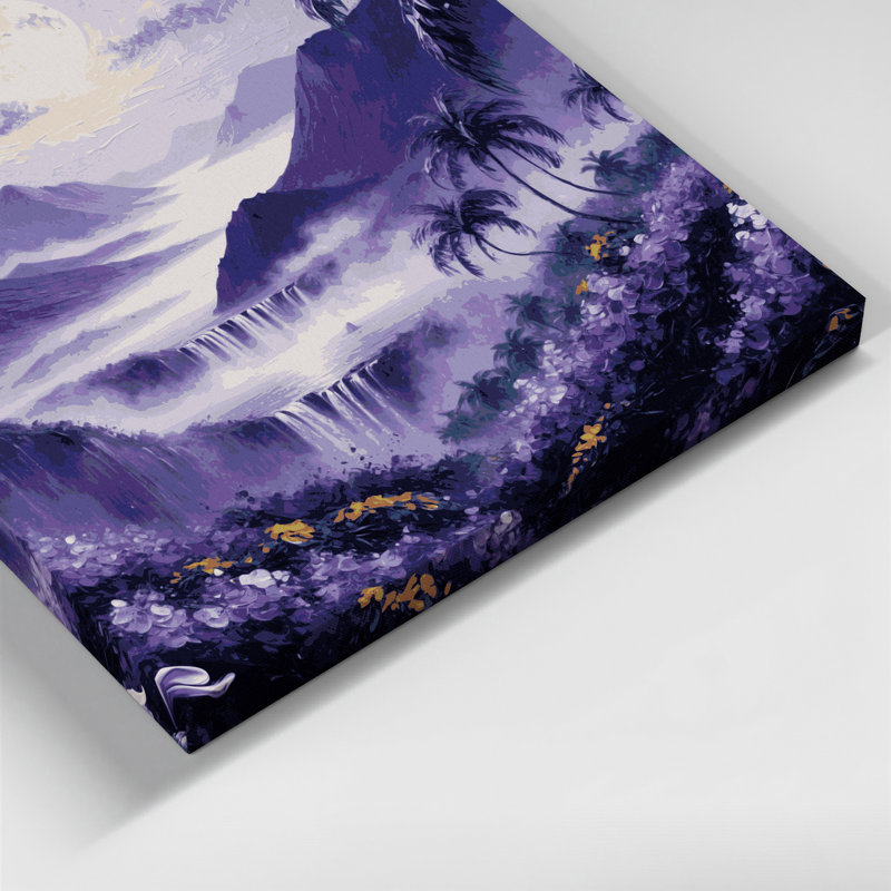 «Hawaiian Island Mauves», art mural sur toile grise, H 24 po x l 36 po