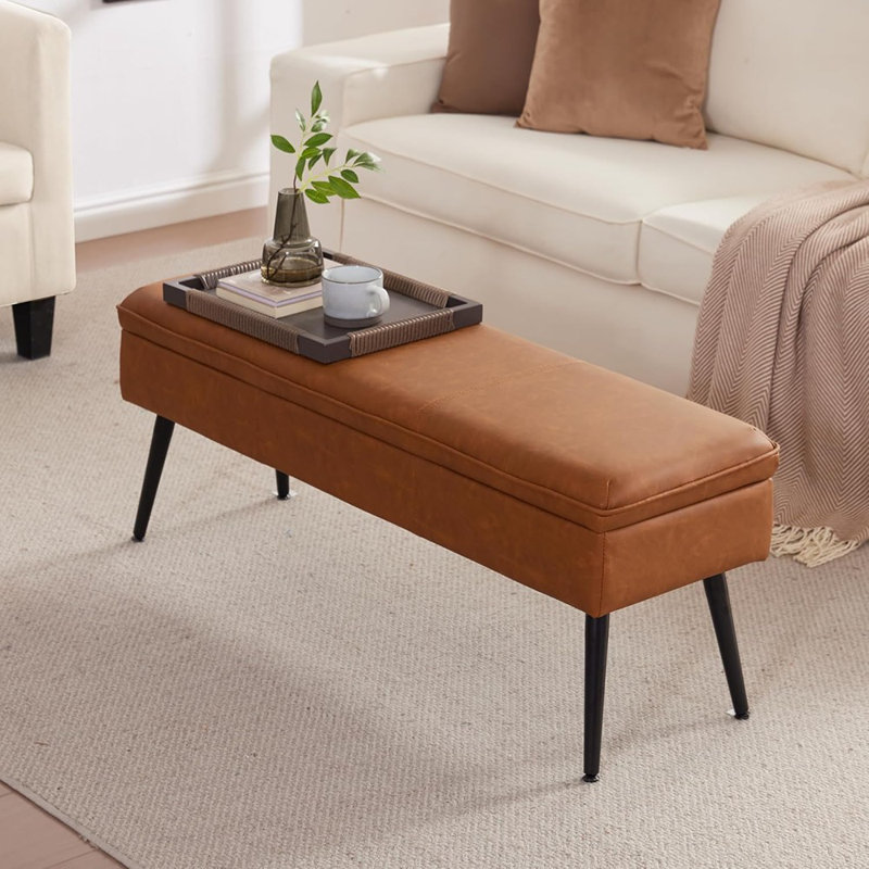 Large Storage Ottoman Bench, 43.3" Ottoman With Storage Foot Res...
