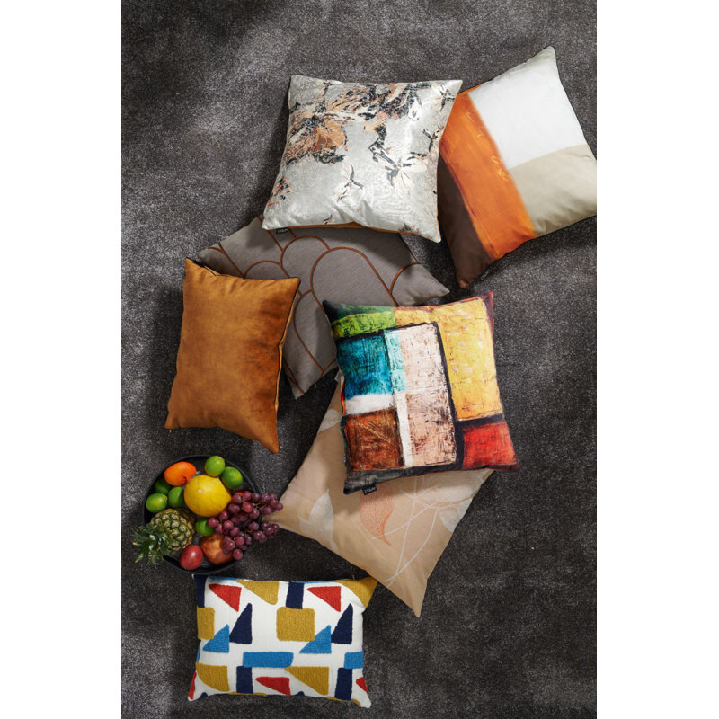 Floral Cushion Cover Cushion, 40 x 60cm, Orange/Beige