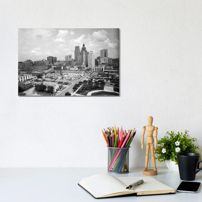 1940S Skyline of Business District of Houston Texas from City Hall 1 Piece Wrapped Canvas Wall Art, 20.32 cm H x 30.48 cm W