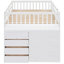 Lit superposé double blanc avec structure en pin massif et nombreuses options de rangement 4 3 tablettes en bois blanc pour rehausser la chambre à coucher-204906279-204906278