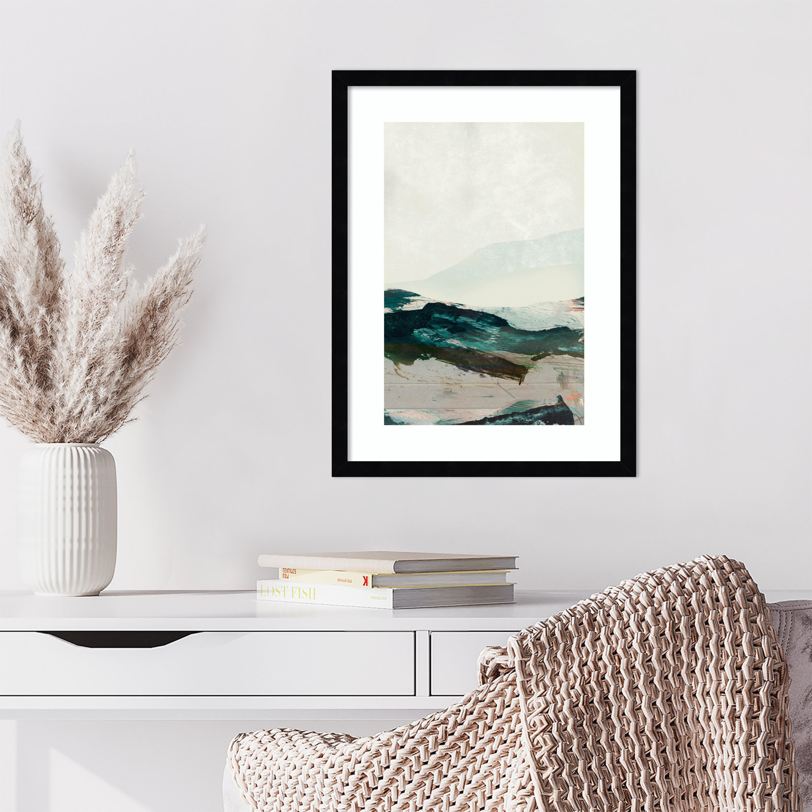 Cleve "Mountains No. 2" Print, Black Framed, 21" H x 16" W