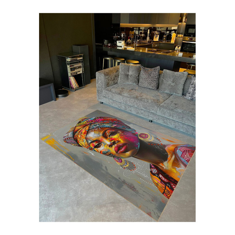 Tapis décoratif lavable à la machine multicolore, Tapis de couloir 3 pi 3 po x 6 pi 7 po