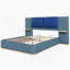 Grand lit plateforme tapissier avec panneau, cadre de lit plateforme avec coins arrondis doux anti-collision, stable et solide, aucun sommier tapissier requis, assemblage facile, bleu-381565724-381565722