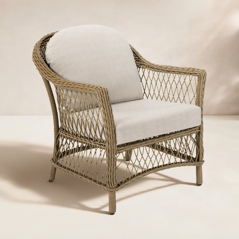 Kyla Wicker Outdoor Lounge Chair with Cushions