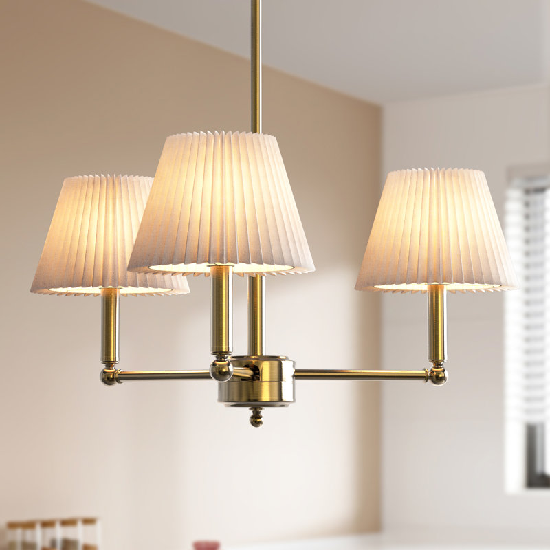 Costa Iron 3-Light Chandelier, Laiton brossé