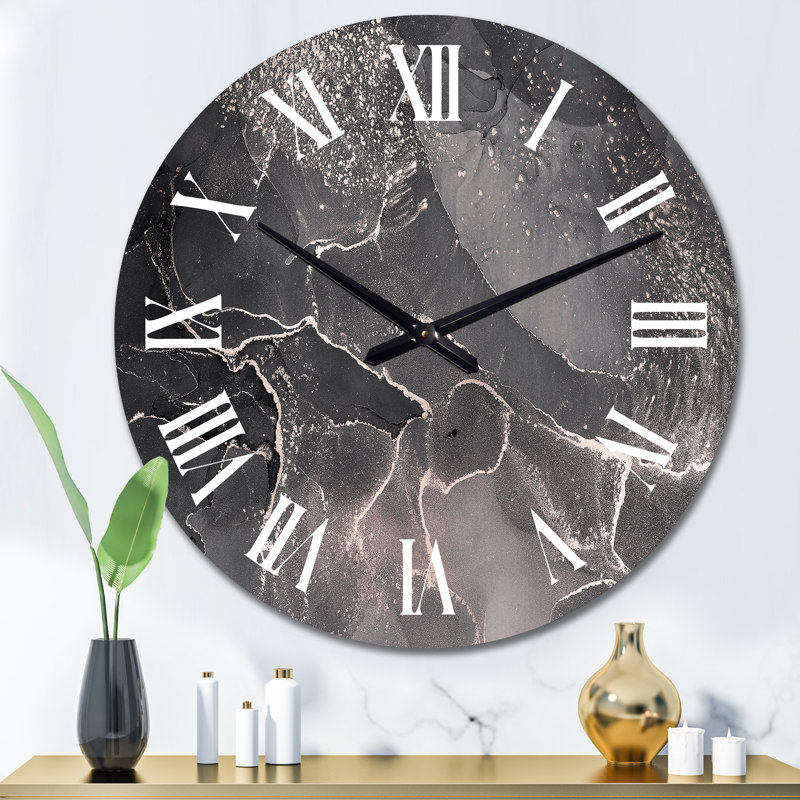 Abstrait abstrait nuages gris translucides - horloge murale moderne, Grand