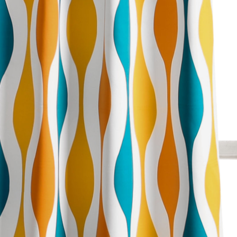 Turquoise and Orange Polyester Blackout Curtain Panels, 52" x 84"