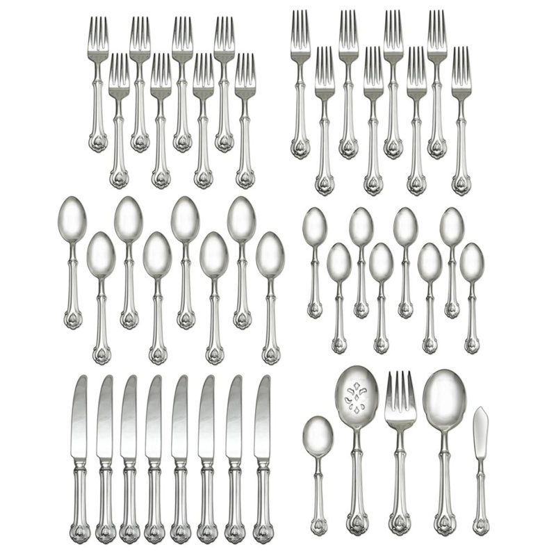 Wallace Wallace Napoleon Bee 45-Piece 18/10 Stainless Steel Flatware Set