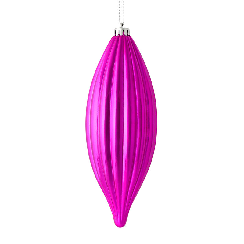 8"nLine Finial Ornament, Fuchsia Shiny