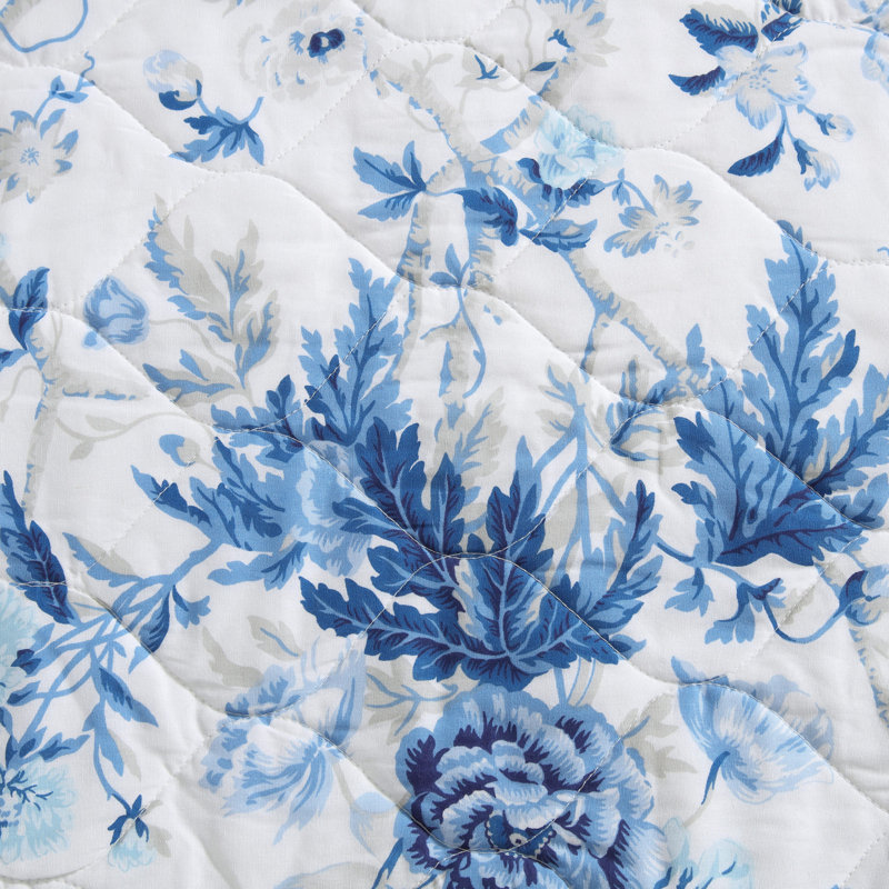 Ensemble de courtepointe réversible en coton Celina, Courtepointe très grand et 2 très grandes taies, Bleu