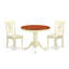 "Ensemble de table de salle à manger 3 pièces pour petits espaces comprenant une table de cuisine ronde avec piédestal et 2 chaises de salle à manger en tissu de lin, 36 po x 36 po, babeurre et cerise -600105956-600105957-600108058