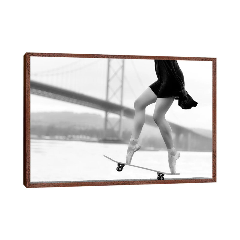 Skater Girl 1 Piece Wall Art on Canvas, 45.72cm H x 66.04cm W x 3.81cm D, Brown Framed