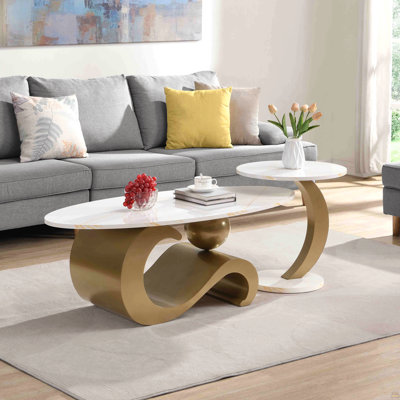 Ensemble de 2 tables de bout, ovales et rondes Modern Nesting