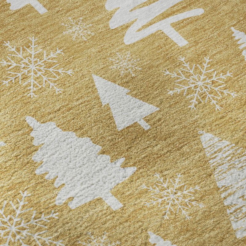 Premium Machine Washable Dockside AMF1815 Christmas Trees Rug, Rectangle 10' x 14'