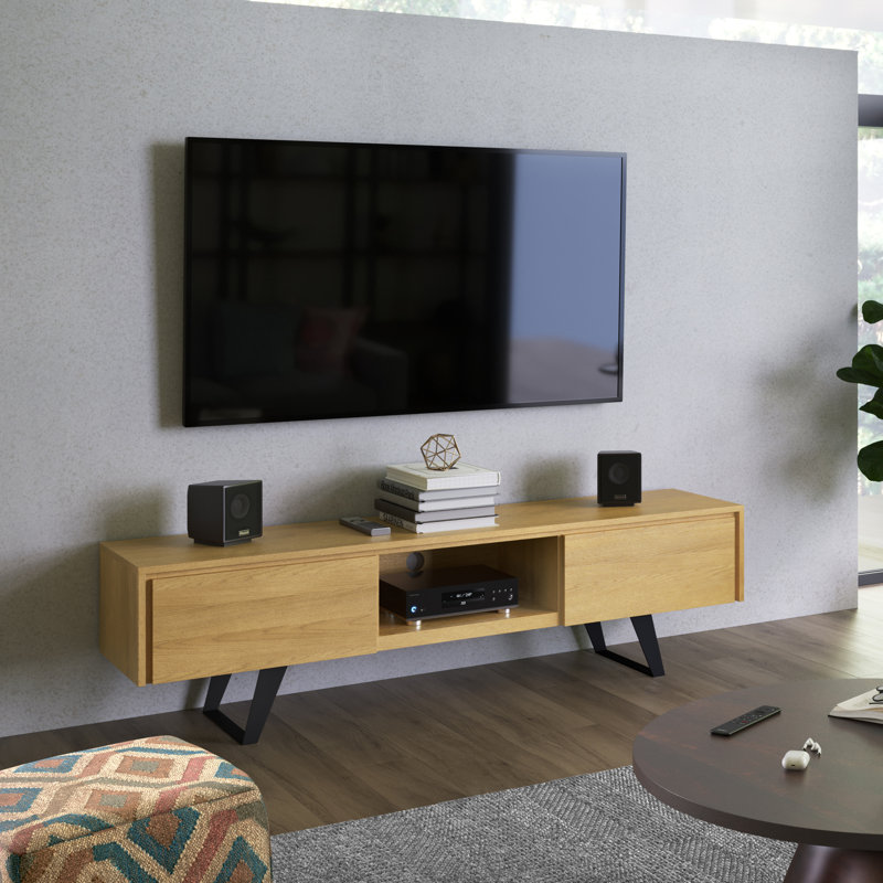 Lowry 72 inch Oak TV Media Stand with Cabinet