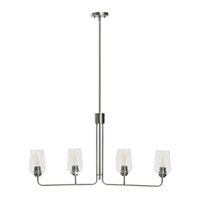 Robert Stevenson Lighting Holden - Metal and Glass 4-Light Linear Chandelierl