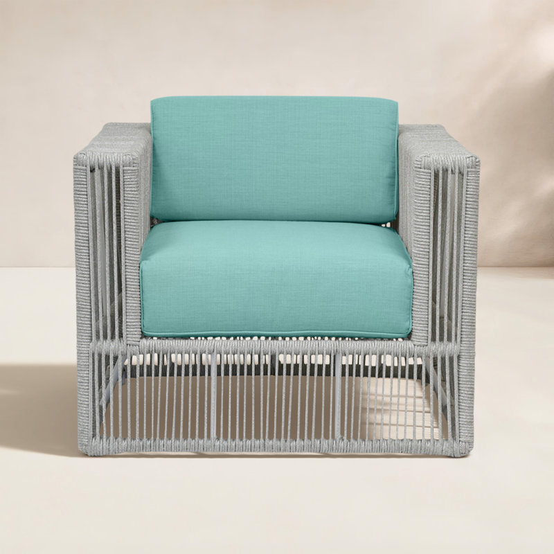 Milano Outdoor Lounge Chair, Dupione Celeste Sunbrella®, Gray