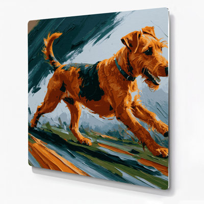 Dogs Irish Terrier, art mural en métal brun
