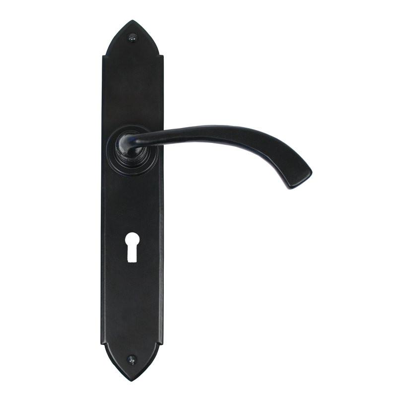 Gothic Lock Door Handle, Right, Black