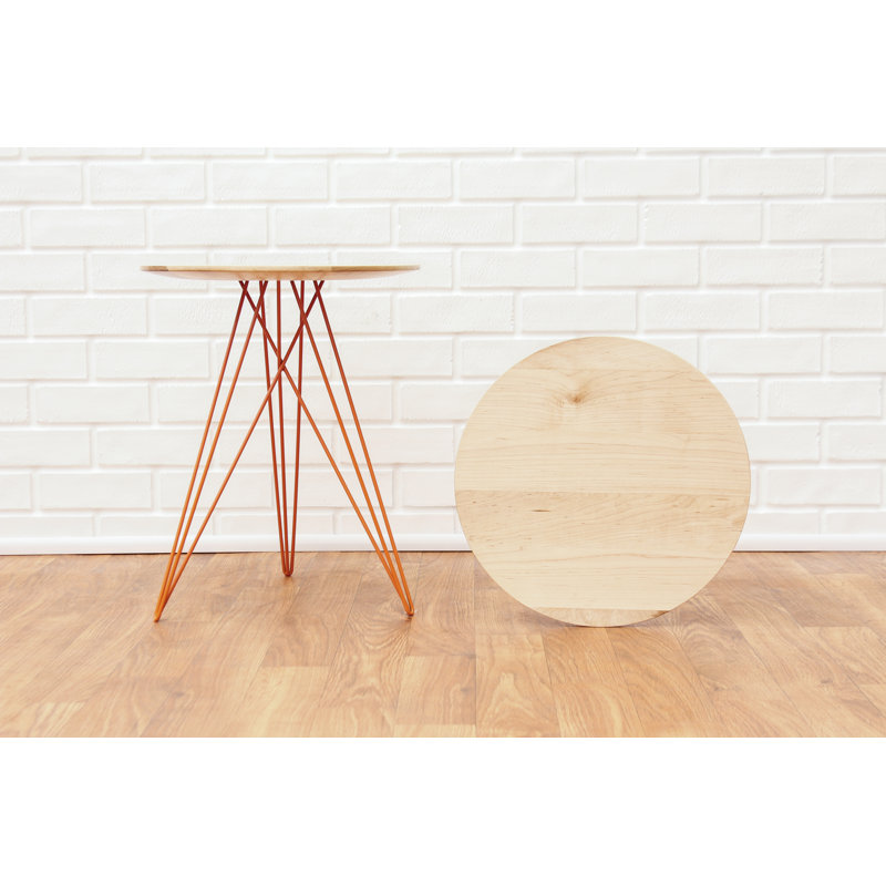 Hudson Solid Wood Top End Table, Orange, Walnut