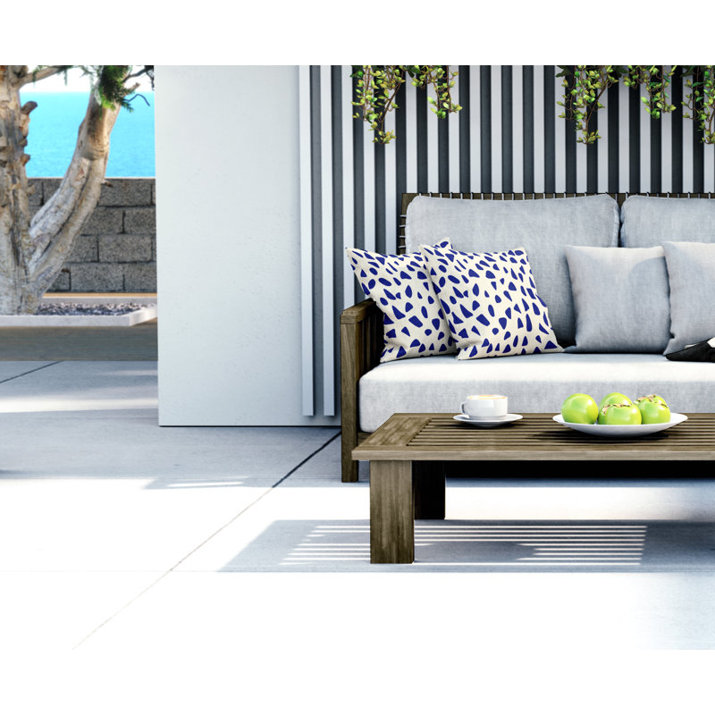 Jeté carré en polyester intérieur / extérieur, L 19 po x H 19 po, Bleu marine