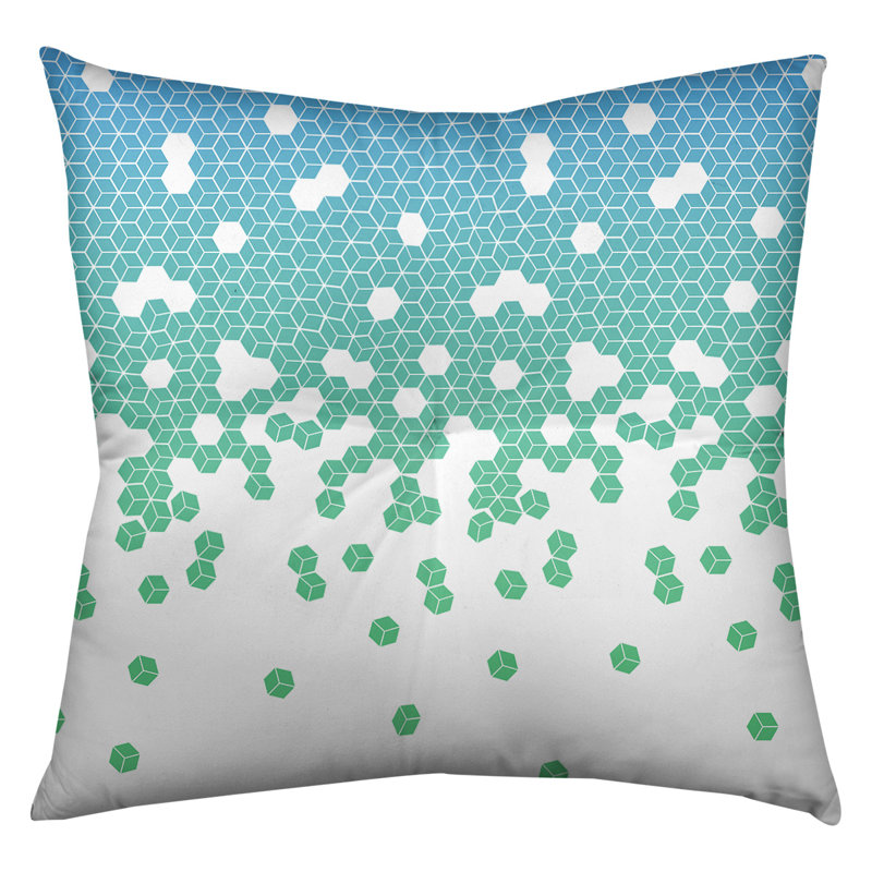 Coussin Katelyn Elizabeth, 26 po x 26 po, Bleu / vert