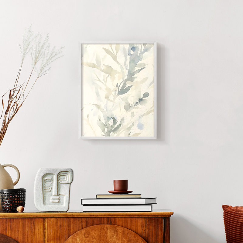 Série FLORAL DCxxix - reproduction encadrée de qualité supérieure - prête à être accrochée - aucun clou requis, Blanc / Blanc
