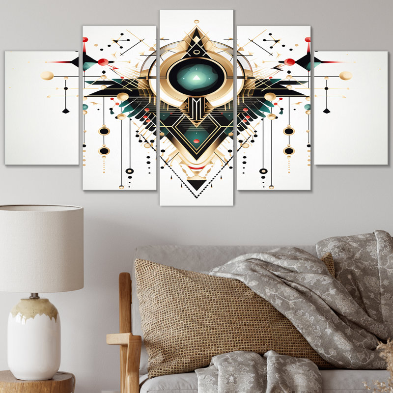  «Eye Of Time Abstract Graphic Minimalisme - Décoration murale géométrique moderne - 5 panneaux