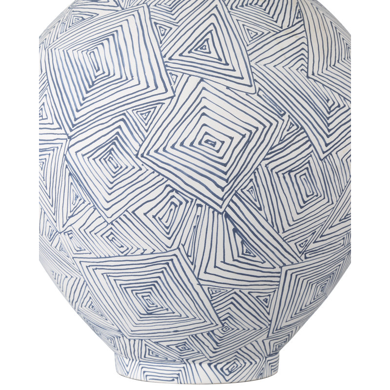 Blue Pleat Medium Vase, 10.5" H x 9.5'' W x 9.5'' D