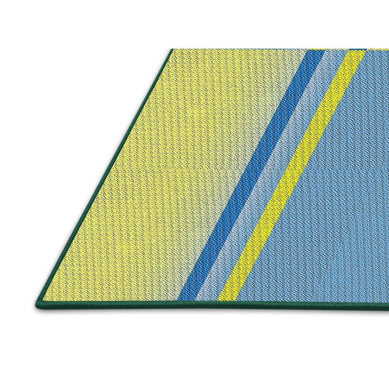 Tapis bleu ciel/bleu marine à motifs, Rectangle 5 pi x 7 pi