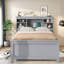 Lits simples gris en bois avec rangement et USB