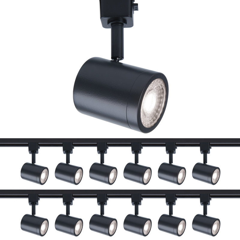Black Adjustable LED Track Head with Clear Glass Shade