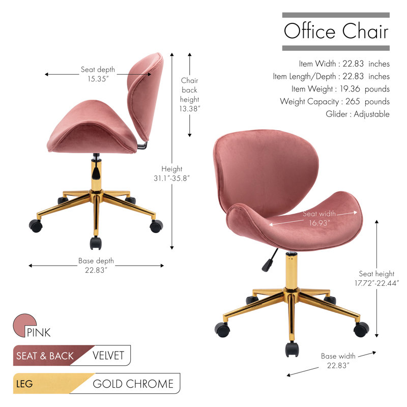 Chaise de bureau Bedfo, Rose