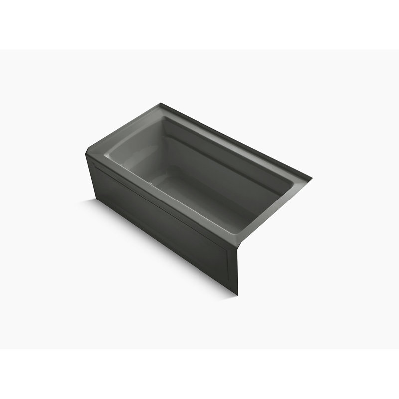 Archer 60" x 32" Alcove Air Acrylic Bathtub Heater Included, Thunder Gray, Right