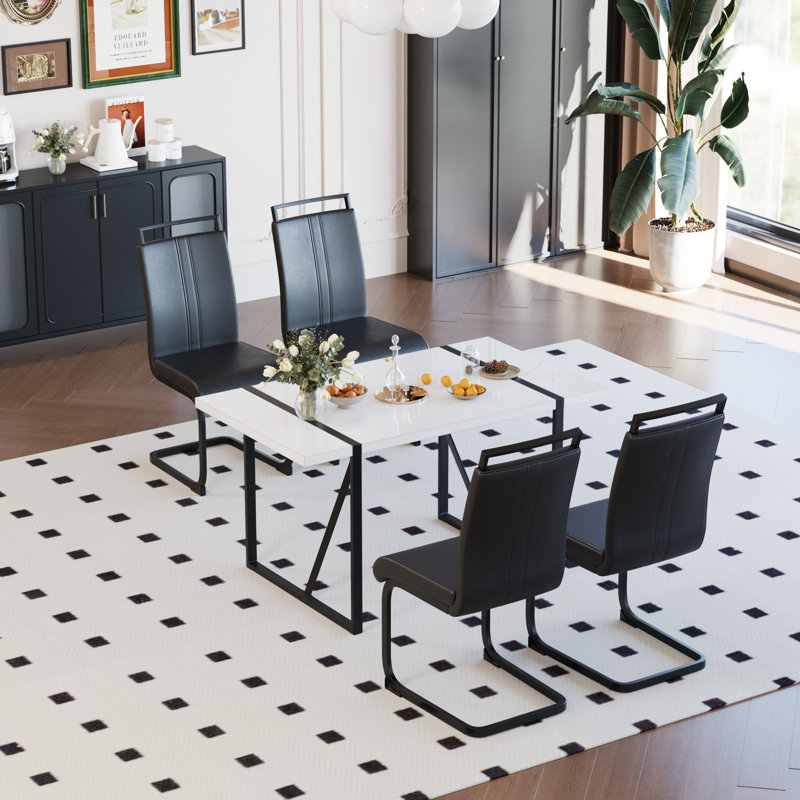 Modern Comfort Industrial Dining Set Mdf Black White Dining Room