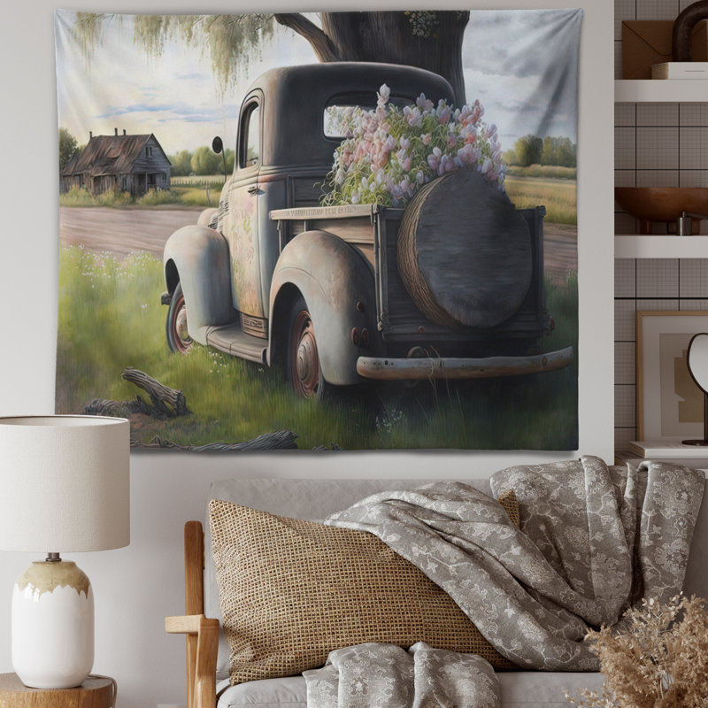 Tapisserie de polyester livraison de fleurs de grange en polyester avec des punaises, H 50 po x l 60 po