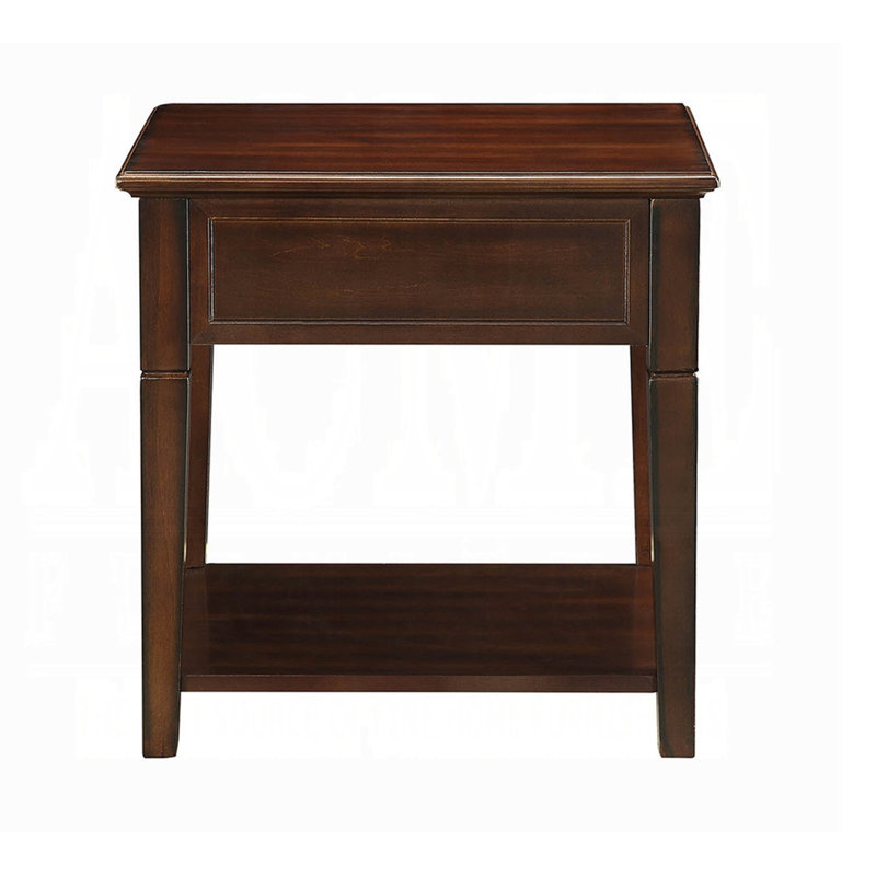 End Table With Drawer And Open Shelf, Brown