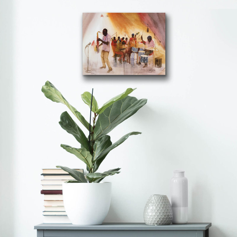 «Take The A Train» par Jim Tanaka, art mural en verre acrylique, H 12 po x l 16 po x P 0,13 po