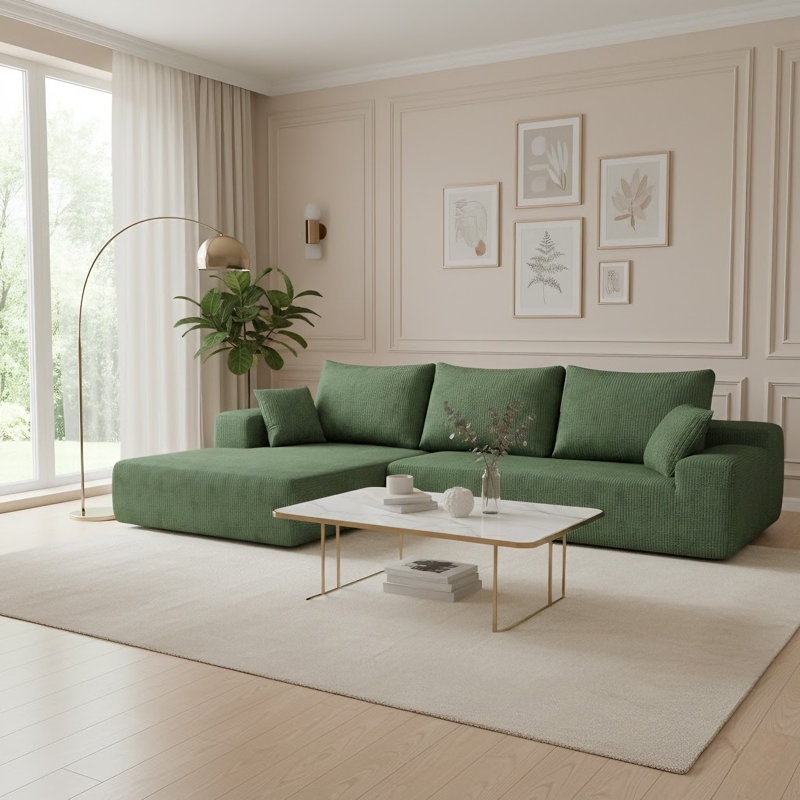 Boneless 2 - Piece No Assembly Required Upholstery Sofa, L-Shape Free Combination Cloud Sectional Couch for Living Room, Home Theater
