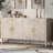 Sophisticated Sideboard With Embossed Texture, Round Handles And Built-in Circular Pattern-94396457